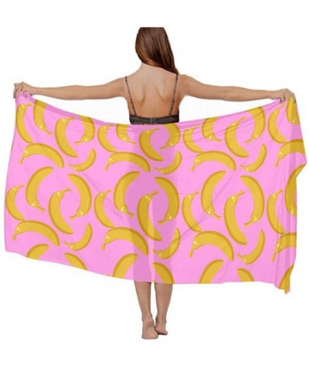 Cover-Ups Women's Swimwear Cover Ups- Summer Vacation Beach Sarong Soft Shawl Wrap - Fruits Banana Party - CQ19C45NSO7