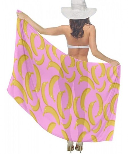 Cover-Ups Women's Swimwear Cover Ups- Summer Vacation Beach Sarong Soft Shawl Wrap - Fruits Banana Party - CQ19C45NSO7