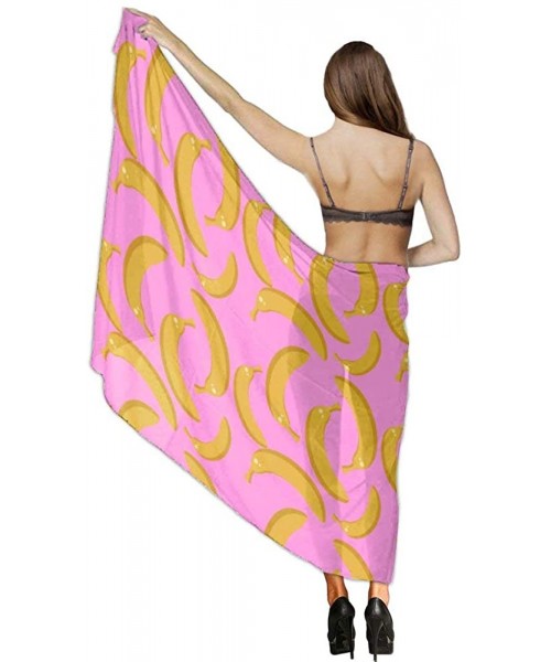 Cover-Ups Women's Swimwear Cover Ups- Summer Vacation Beach Sarong Soft Shawl Wrap - Fruits Banana Party - CQ19C45NSO7