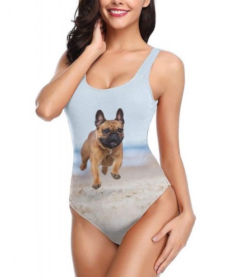 One-Pieces Adorable Red French Bulldog Dog Women's Bikini One Piece Swimsuits Backless Swimwear Bathing Suit - White - CM193X...