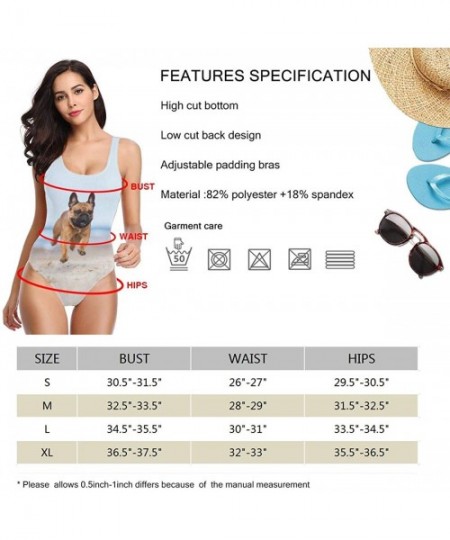 One-Pieces Adorable Red French Bulldog Dog Women's Bikini One Piece Swimsuits Backless Swimwear Bathing Suit - White - CM193X...