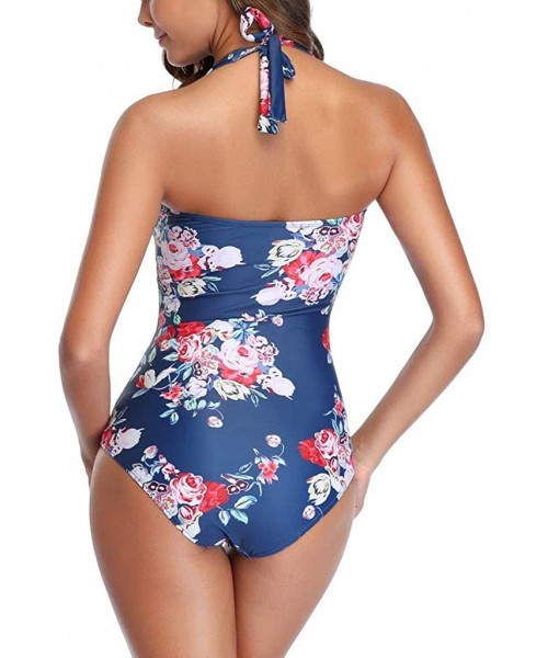 Racing Women's Athletic Training Adjustable Strap One Piece Swimsuit Swimwear Bathing Suit Navy - CR196GXC9QC