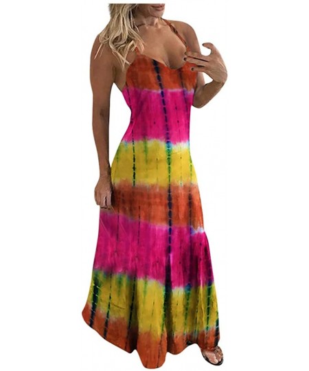 Cover-Ups Women's Stripe Bodycon Sleeveless Party Tunic Long Maxi Dress - 01-multicoloured - CK1908TIDKD