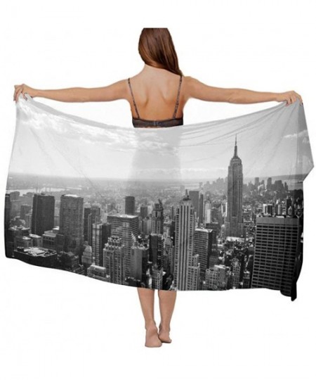 Cover-Ups Women Chiffon Scarf Shawl Wrap Sunscreen Beach Swimsuit Bikini Cover Up - New York Skyline - CD190HIUDRY