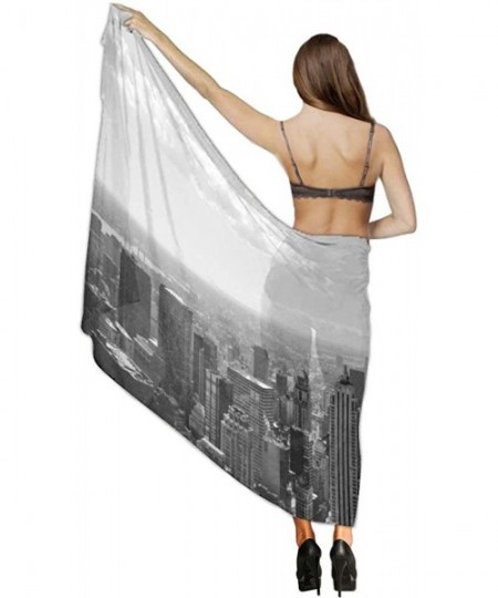 Cover-Ups Women Chiffon Scarf Shawl Wrap Sunscreen Beach Swimsuit Bikini Cover Up - New York Skyline - CD190HIUDRY