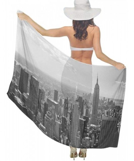 Cover-Ups Women Chiffon Scarf Shawl Wrap Sunscreen Beach Swimsuit Bikini Cover Up - New York Skyline - CD190HIUDRY