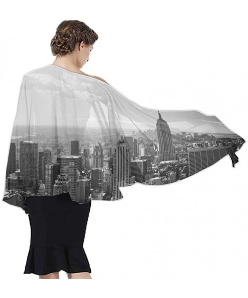 Cover-Ups Women Chiffon Scarf Shawl Wrap Sunscreen Beach Swimsuit Bikini Cover Up - New York Skyline - CD190HIUDRY