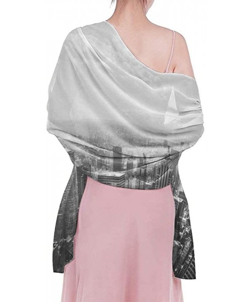 Cover-Ups Women Chiffon Scarf Shawl Wrap Sunscreen Beach Swimsuit Bikini Cover Up - New York Skyline - CD190HIUDRY