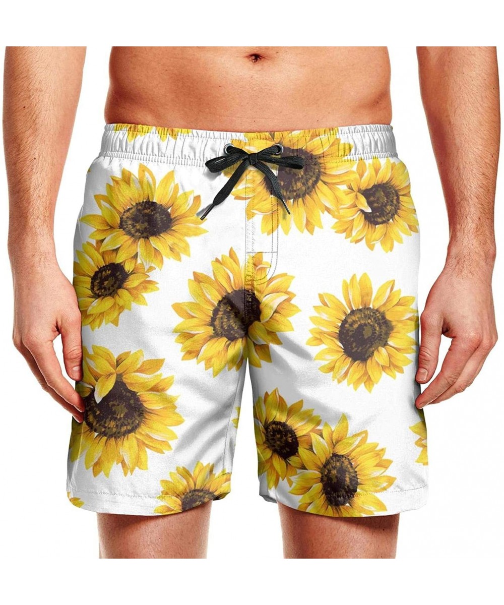 Board Shorts Men Cute Sunflower Swimming Trunks Jogging Bathing Suit Quick-Dry Boardshorts - Cute Sunflower-1 - C718KGU8OLU