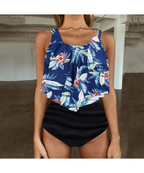 Board Shorts Bikini Swimsuit for Women High Waisted Tummy Control Two Piece Tankini Ruffled Top with Swim Bottom Bathing Suit...