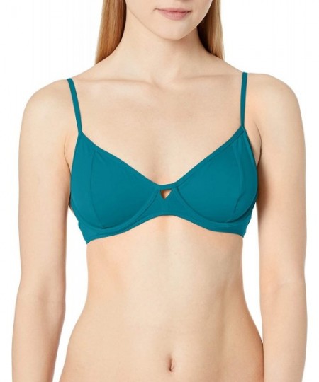 Tops Women's Underwire Bra Bikini Swimsuit Top - Peacock - CA18ZMLZQZN