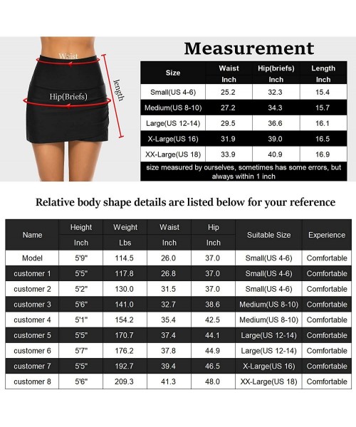 Bottoms Women's Swim Skirt High Waist Bathing Suit Bottom Swimsuit Swimwear Tankini Bikini Shorts - Tulip Hem Black - CW1930S...