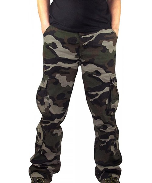 Board Shorts Men Camouflage Multi-Pocket Overalls Casual Sport Work Loose Trouser Pants - Army Green Pants - CJ195UGEY2L