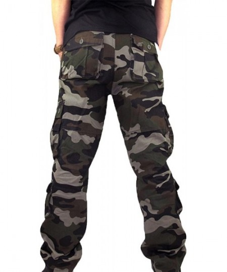 Board Shorts Men Camouflage Multi-Pocket Overalls Casual Sport Work Loose Trouser Pants - Army Green Pants - CJ195UGEY2L