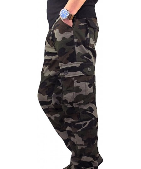 Board Shorts Men Camouflage Multi-Pocket Overalls Casual Sport Work Loose Trouser Pants - Army Green Pants - CJ195UGEY2L