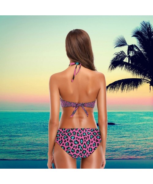 Sets Women's Chic Summer Hot 2 Piece Halter Neack High Waist Padded Sexy Swimsuit - Leopard - CP18G38W0W5