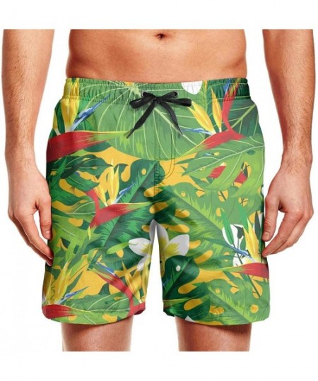 Board Shorts Mens Swim Trunks Summer Cool Quick Dry Board Shorts with Mesh Lining - Rich Flowers - CP18QWYKK8U