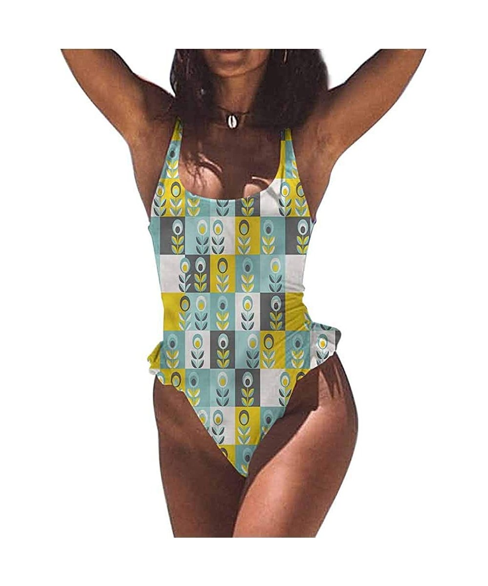 Bottoms Women Athletic Swimwear Sea Horse- Sea Waves Bubbles Stars Simple and Sexy - Multi 11-one-piece Swimsuit - CR19E7K5L3U