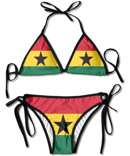 Sets Ghana Flag Sexy Boxing Bikini Women Halterneck Top and Set Swimsuits Beach Swimming - Black - CW18CTAU84X