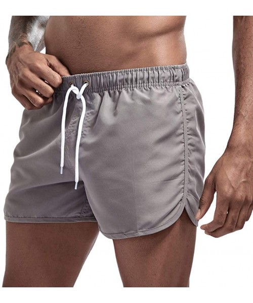 Board Shorts Men's Spring and Summer Splicing Swimming Trousers and Beach Surfing Shorts - Gray - CI18ULME3T5