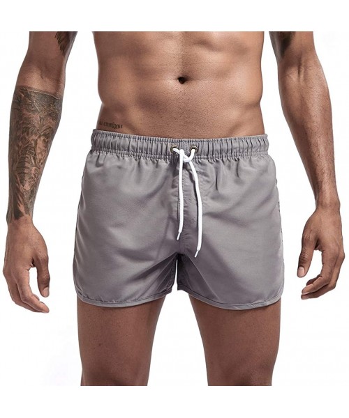 Board Shorts Men's Spring and Summer Splicing Swimming Trousers and Beach Surfing Shorts - Gray - CI18ULME3T5