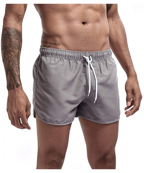 Board Shorts Men's Spring and Summer Splicing Swimming Trousers and Beach Surfing Shorts - Gray - CI18ULME3T5