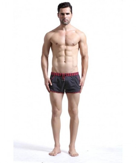 Briefs Men's Swim Trunks Sexy Stitching Loose Pocket Pants Comfortable Casual Sport Shorts Pants Trousers - Dark Gray - CO18S...