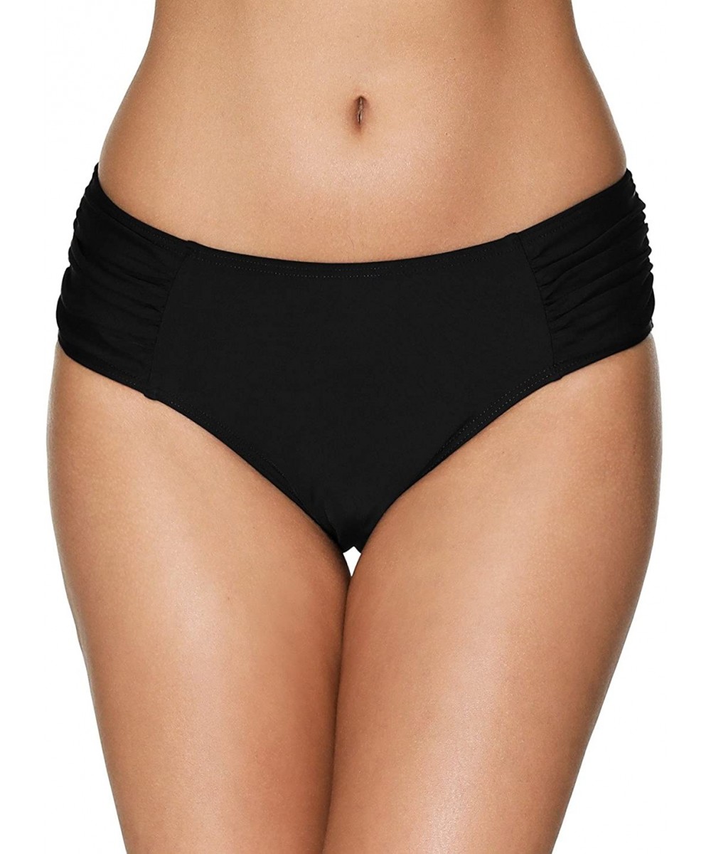 Tankinis Women's Bikini Bottom Retro High Waisted Swim Briefs Swimwear Shorts - Black3 - CQ18DEDZTKS