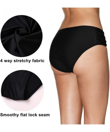 Tankinis Women's Bikini Bottom Retro High Waisted Swim Briefs Swimwear Shorts - Black3 - CQ18DEDZTKS