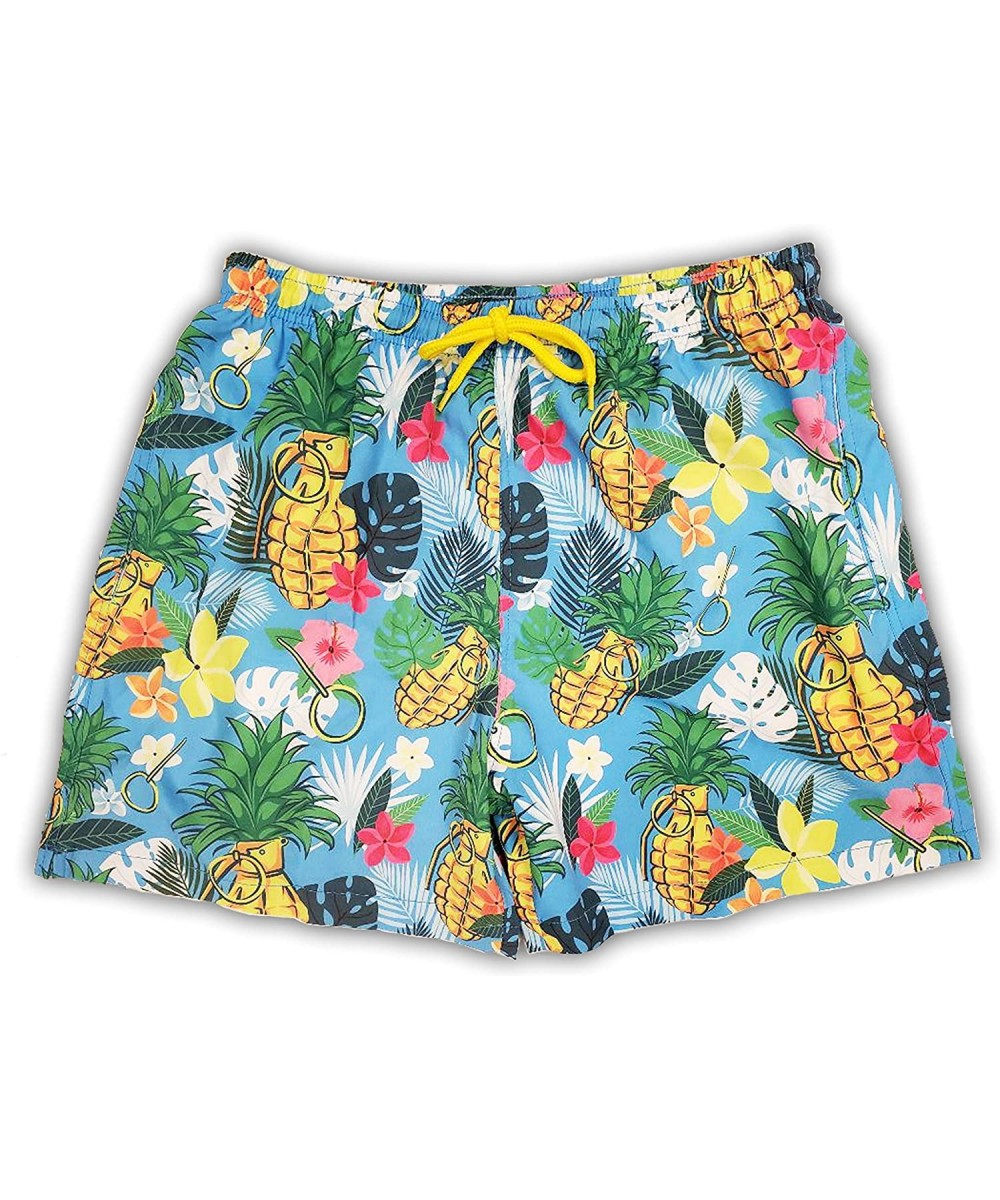 Trunks Men's Swim Trunks Super Stretch Pineapple Swim Shorts 5 Inch Pool - C218ZUEK22U