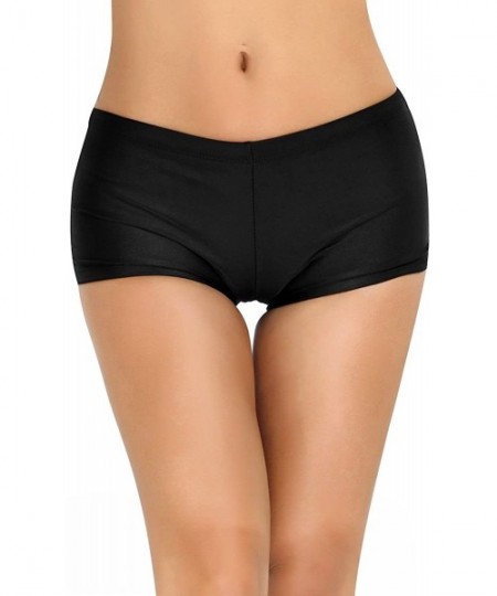 Bottoms Women's Boyleg Tankini Boyshorts Bikini Bottom Swimsuit - Black - CR18CL0MQY5