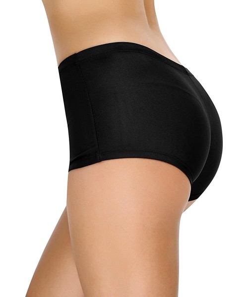 Bottoms Women's Boyleg Tankini Boyshorts Bikini Bottom Swimsuit - Black - CR18CL0MQY5