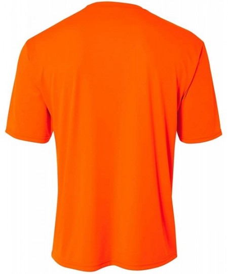 Rash Guards Mens Rash Guard Surf Swimwear Swim Shirt SPF Sun Protection Loose Fit Fitting - Safety Orange - CQ18EKRQQX4