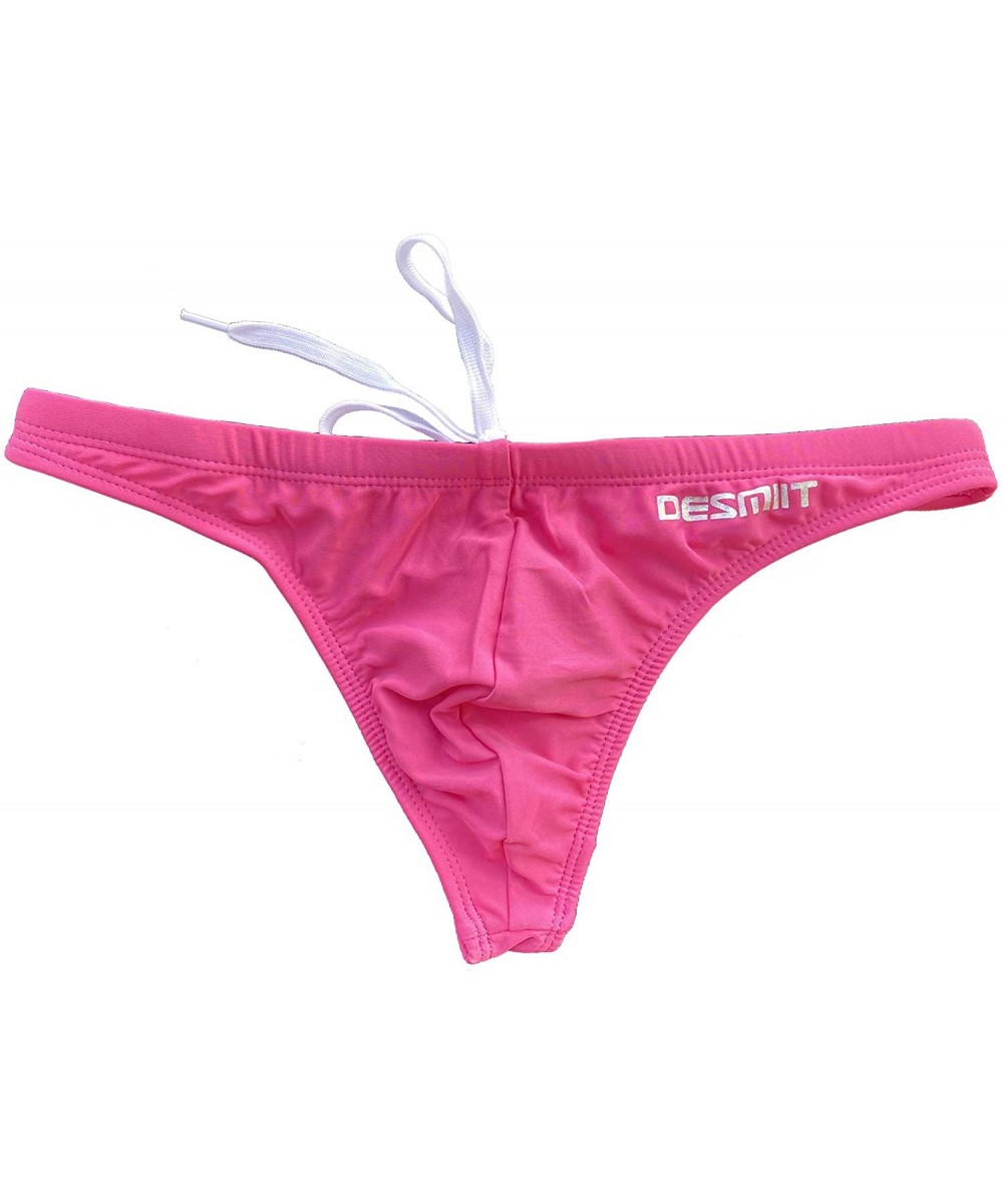 Briefs Mens Fashion Swim Bikini Thongs Swimwear - Pink - CX186YH4A6S