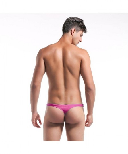 Briefs Mens Fashion Swim Bikini Thongs Swimwear - Pink - CX186YH4A6S