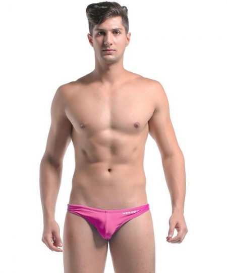 Briefs Mens Fashion Swim Bikini Thongs Swimwear - Pink - CX186YH4A6S