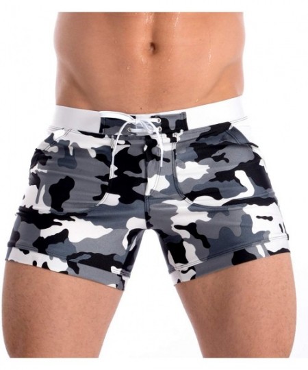 Board Shorts Men's Swimsuit Basic Long Boxer Trunks Board Shorts - Black Camo - CY18AH57HEO