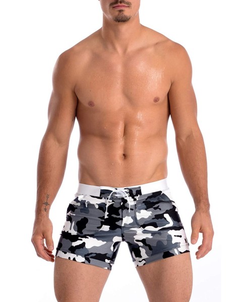 Board Shorts Men's Swimsuit Basic Long Boxer Trunks Board Shorts - Black Camo - CY18AH57HEO