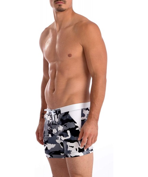 Board Shorts Men's Swimsuit Basic Long Boxer Trunks Board Shorts - Black Camo - CY18AH57HEO