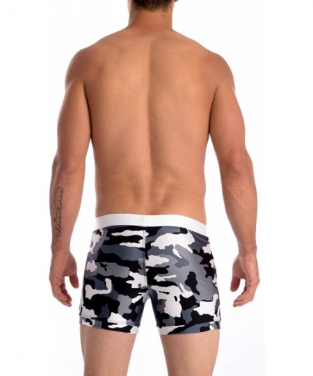 Board Shorts Men's Swimsuit Basic Long Boxer Trunks Board Shorts - Black Camo - CY18AH57HEO