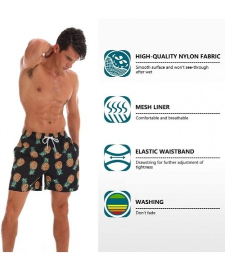 Trunks Men's Swim Trunks Quick Dry Bathing Suits Beach Shorts with Mesh Lining - Xbalck Pineapple - C318N0K4Z5S