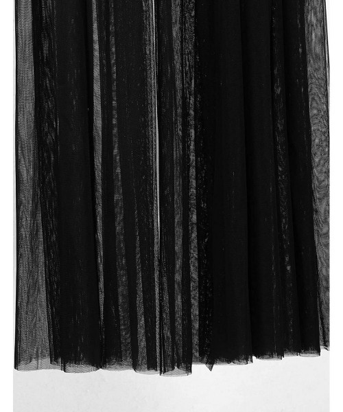 Cover-Ups Women's Summer Sheer Mesh Ankle Length Beach Double Side Slit Maxi Skirt - 2 Black - C519DESW0A9