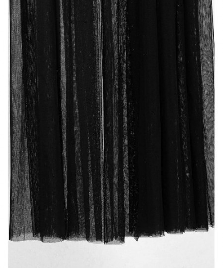 Cover-Ups Women's Summer Sheer Mesh Ankle Length Beach Double Side Slit Maxi Skirt - 2 Black - C519DESW0A9