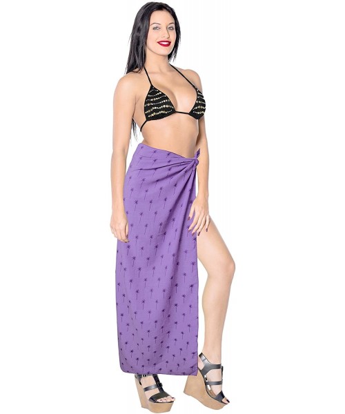 Cover-Ups Women's Beach Cover Up Pareo Canga Swimsuit Sarong Skirt Full Long F - Autumn Violet_b398 - CE1806522R6