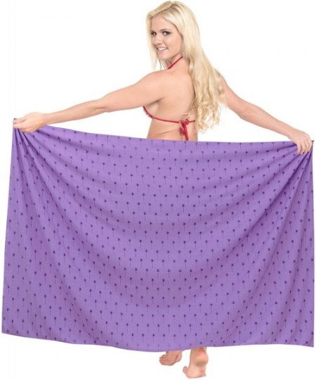 Cover-Ups Women's Beach Cover Up Pareo Canga Swimsuit Sarong Skirt Full Long F - Autumn Violet_b398 - CE1806522R6