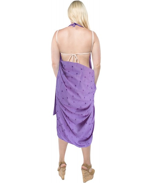 Cover-Ups Women's Beach Cover Up Pareo Canga Swimsuit Sarong Skirt Full Long F - Autumn Violet_b398 - CE1806522R6