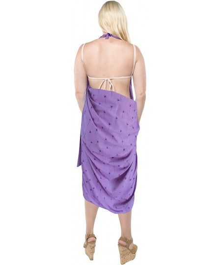 Cover-Ups Women's Beach Cover Up Pareo Canga Swimsuit Sarong Skirt Full Long F - Autumn Violet_b398 - CE1806522R6