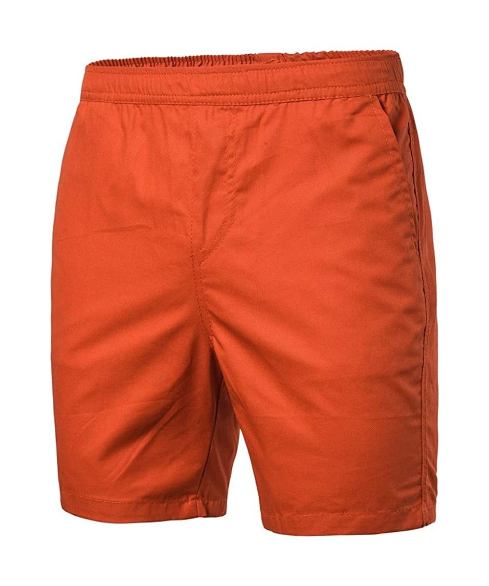 Briefs Men Swim Trunks Summer Casual Solid Drawstring Beach Shorts Athletic Performance Shorts with Pockets - Red - CV18SM3N4S7