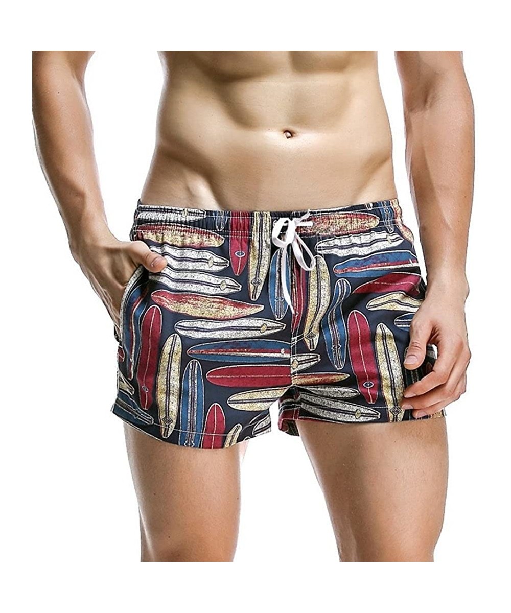 Racing Men Board Shorts Swim Beach Boxer Trunks Shorts Quick Drying Men's Swimwear Swimsuits Sports Running - Dark Blue Graph...