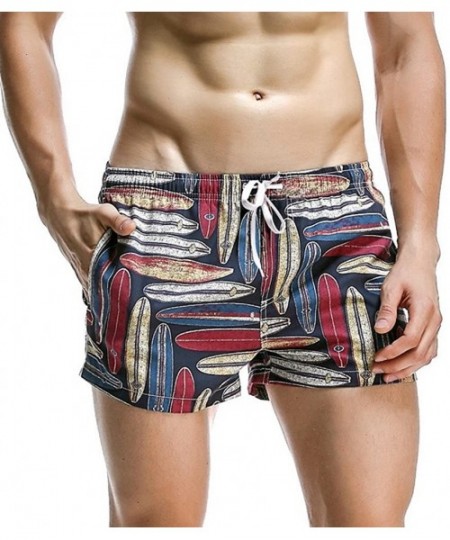 Racing Men Board Shorts Swim Beach Boxer Trunks Shorts Quick Drying Men's Swimwear Swimsuits Sports Running - Dark Blue Graph...